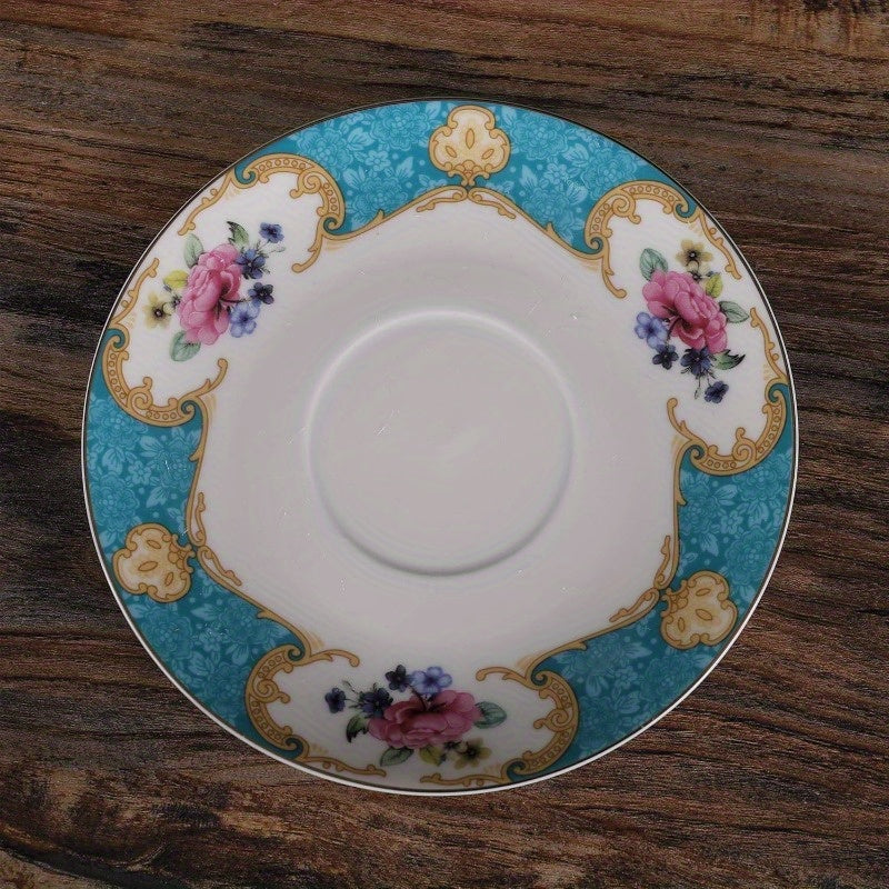 fanquare English Porcelain Tea for One Set Floral Teapot with Cup Blue Tea Cup and Saucer Set