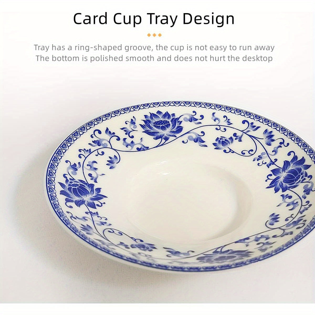 Chinese Gaiwan Tea Cup - Traditional Porcelain Teacup with Lid & Saucer, Elegant Blue and White Floral design, Handleless Cup for Chinese Kung Fu Tea Ceremony, Office, Home - Authentic Asian Tea Cup (6.8oz/ 200ml) - Ideal Gift for Tea Lovers, Office