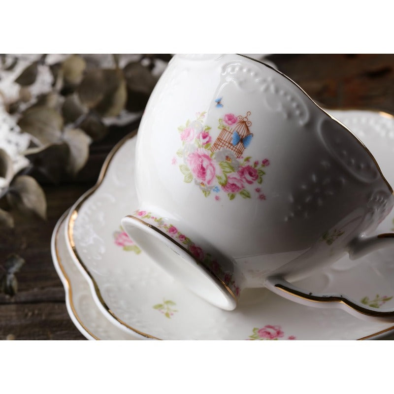 Vintage Porcelain Flower Series Tea Sets Tea Cup Saucer Set with Teapot Warmer Filter and Spoon 16pcs in 1 set 16pcs set, Tea Cup And Saucer, Teacup, Tea Cups And Saucers, Home Tea Time, Tea Party Essentials, Elegant Teacups, Fine China Porcelain,