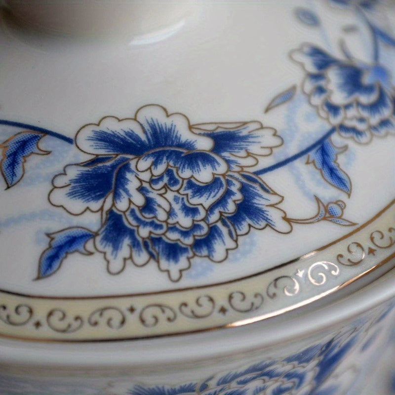 Traditional Gaiwan Tea Set with Lid and Saucer Handmade Ceramic Tea Cup Flower Porcelain Teacups 10oz, Tea Ceremony, Traditional Brewing, Elegant Teacup, Classic Ceramics, Handcrafted Pottery, Fine Porcelain, Gift for Tea Lovers, Home Brewers