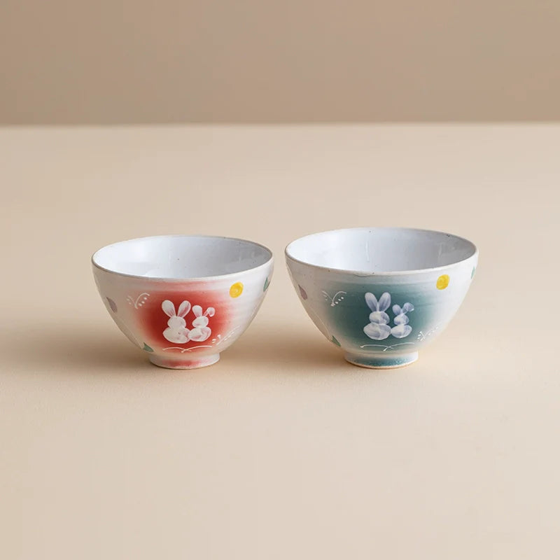 Mino Ware Tsukiyo Usagi Couples Bowl Set of Two