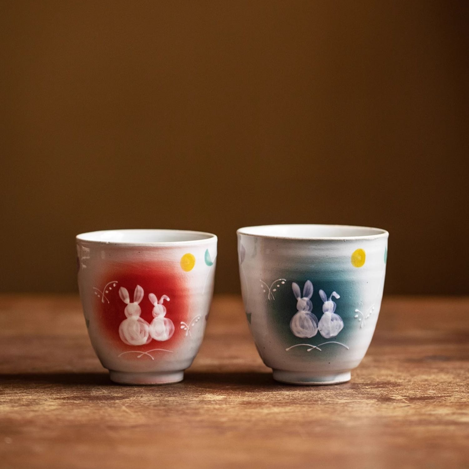 Mino Ware Tsukiyo Usagi Couples Tea Cup Set