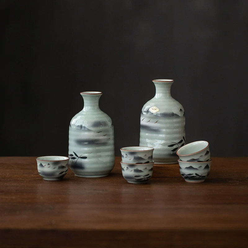 Arita Ware Handcrafted Unkai Sake Set